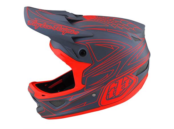 Troy Lee Designs D3 Fiberlite Helmet Spiderstripe Gray/Red