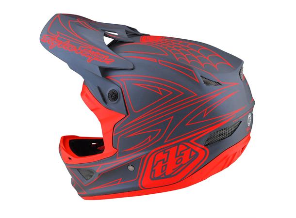 Troy Lee Designs D3 Fiberlite Helmet Spiderstripe Gray/Red